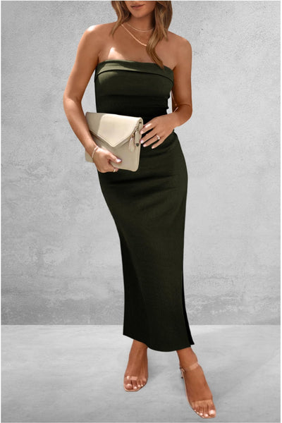 Chic Slit Tube Midi Dress for Elegant Occasions