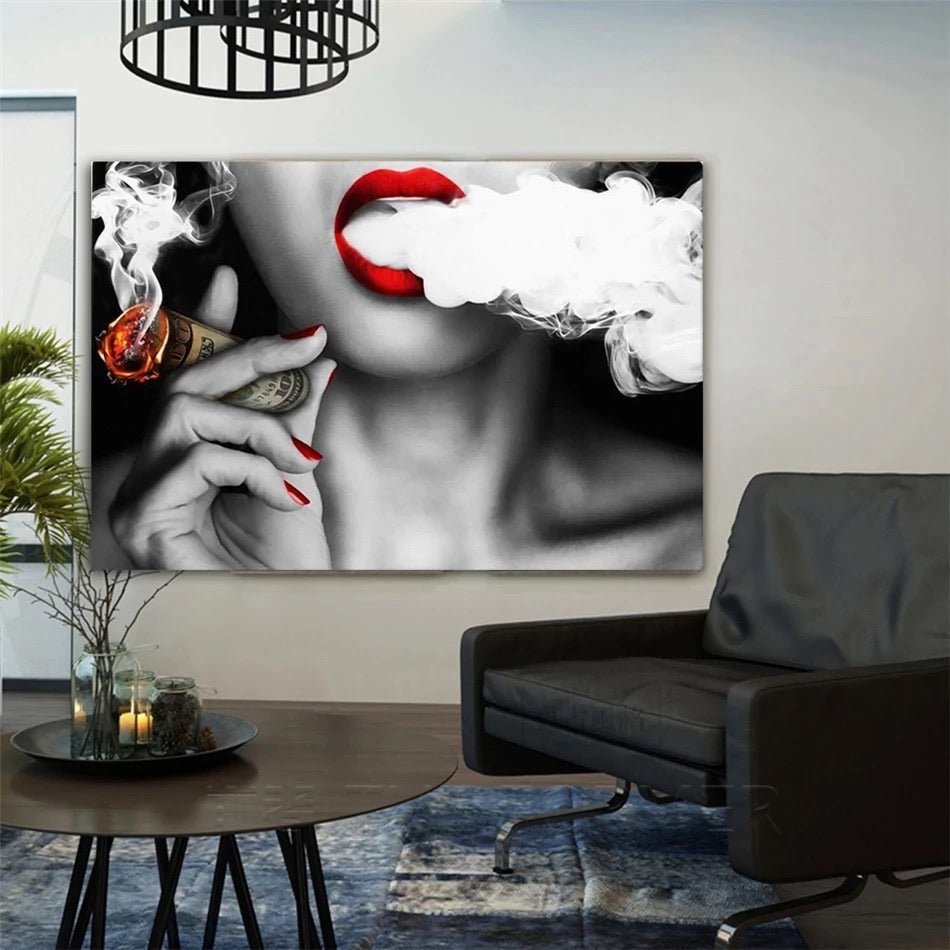 Smoking Women Wall Art Oil Print  Paintings  Abstract Picture  No Frame Chemical Fiber Cloth
