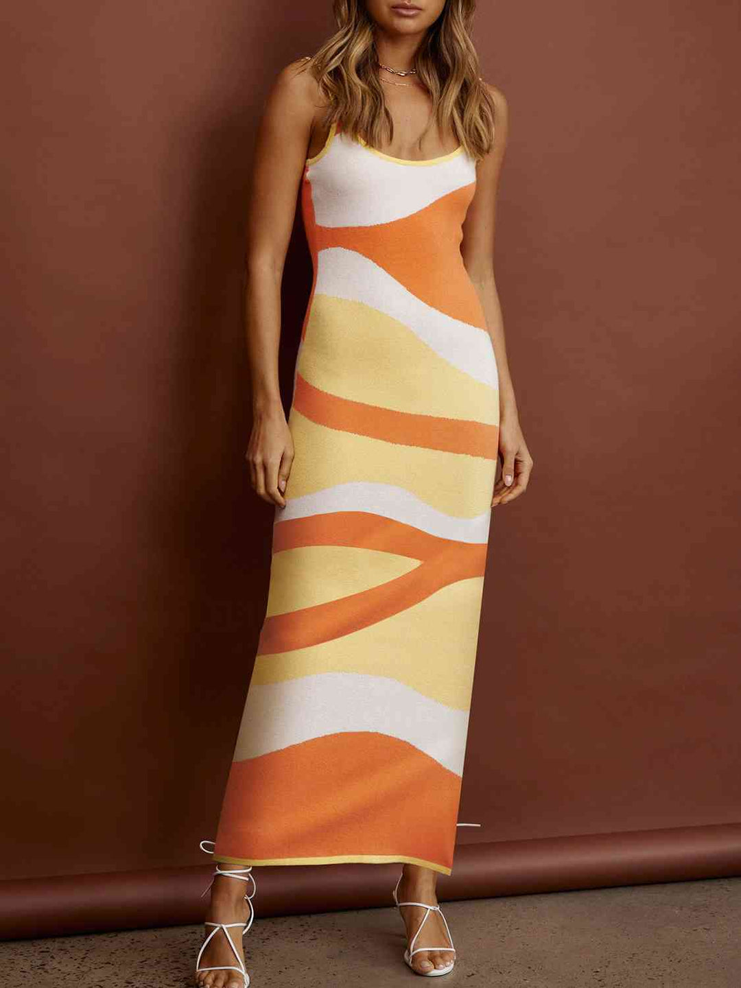 Elegant Spaghetti Strap Knit Maxi Dress