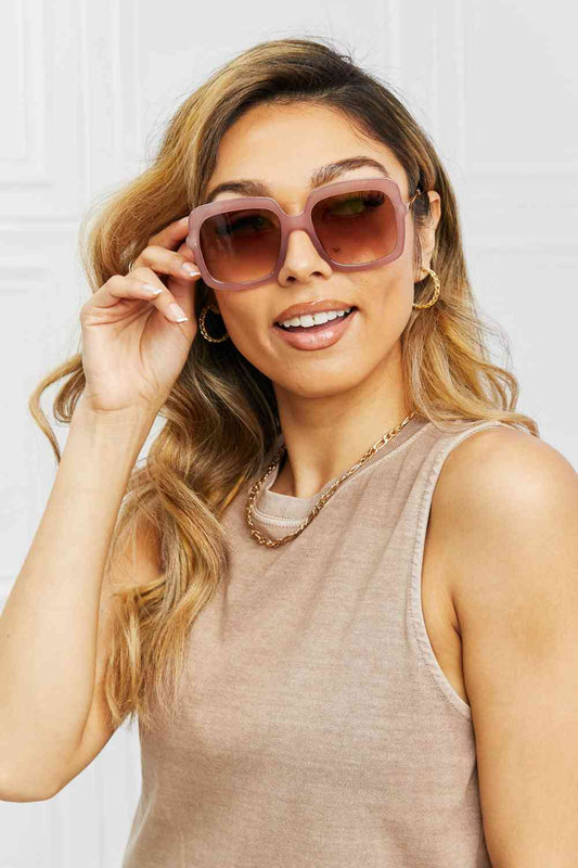 Hybrid Square Sunglasses with Metal-Plastic Temples