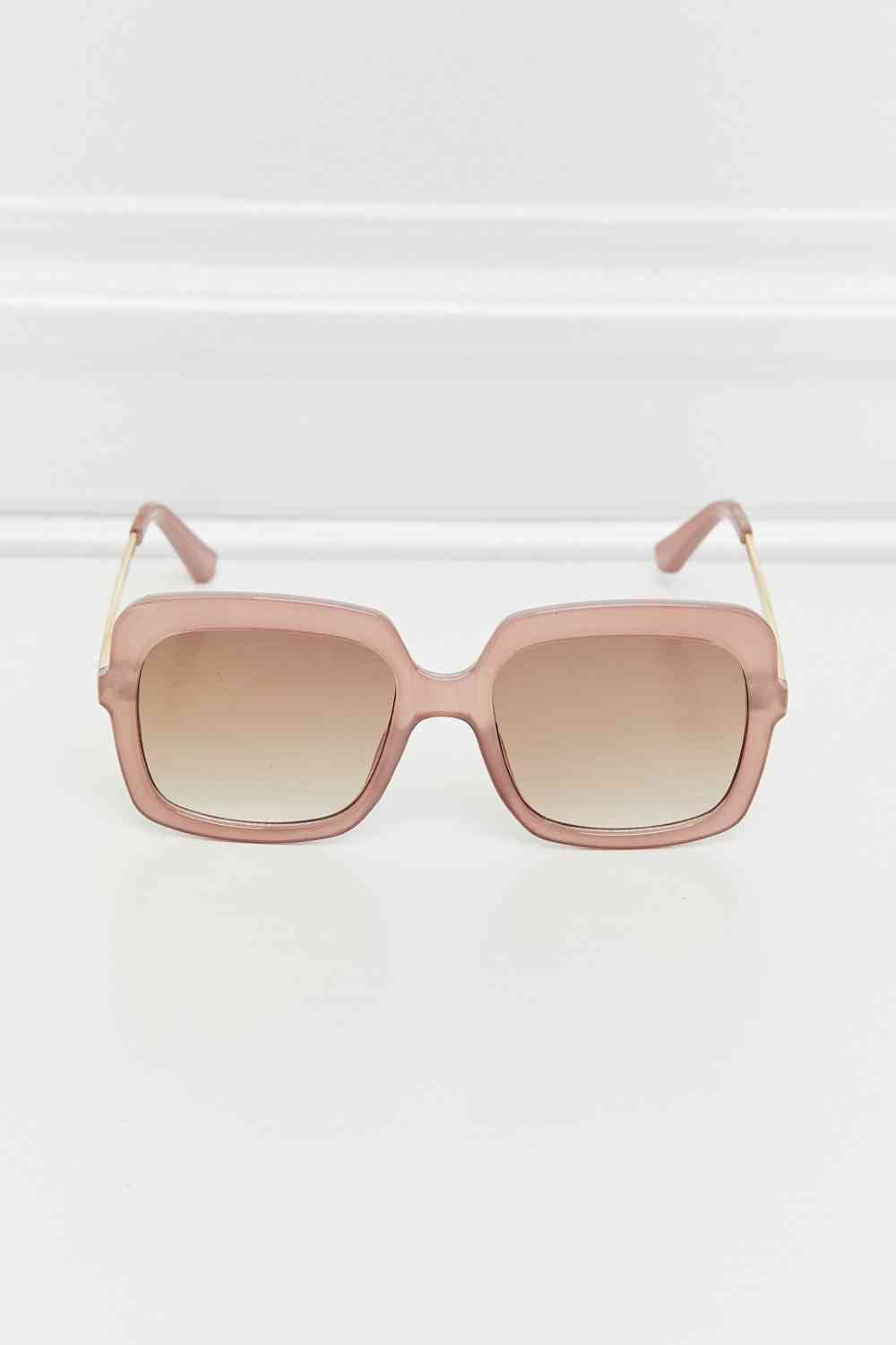 Hybrid Square Sunglasses with Metal-Plastic Temples