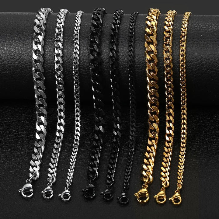 Stainless Steel Curb Cuban Link Bracelets for Men - A Range of 3-11mm Sizes