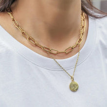 Stainless Steel Initial Coin Chain Necklace 2pcs/Set