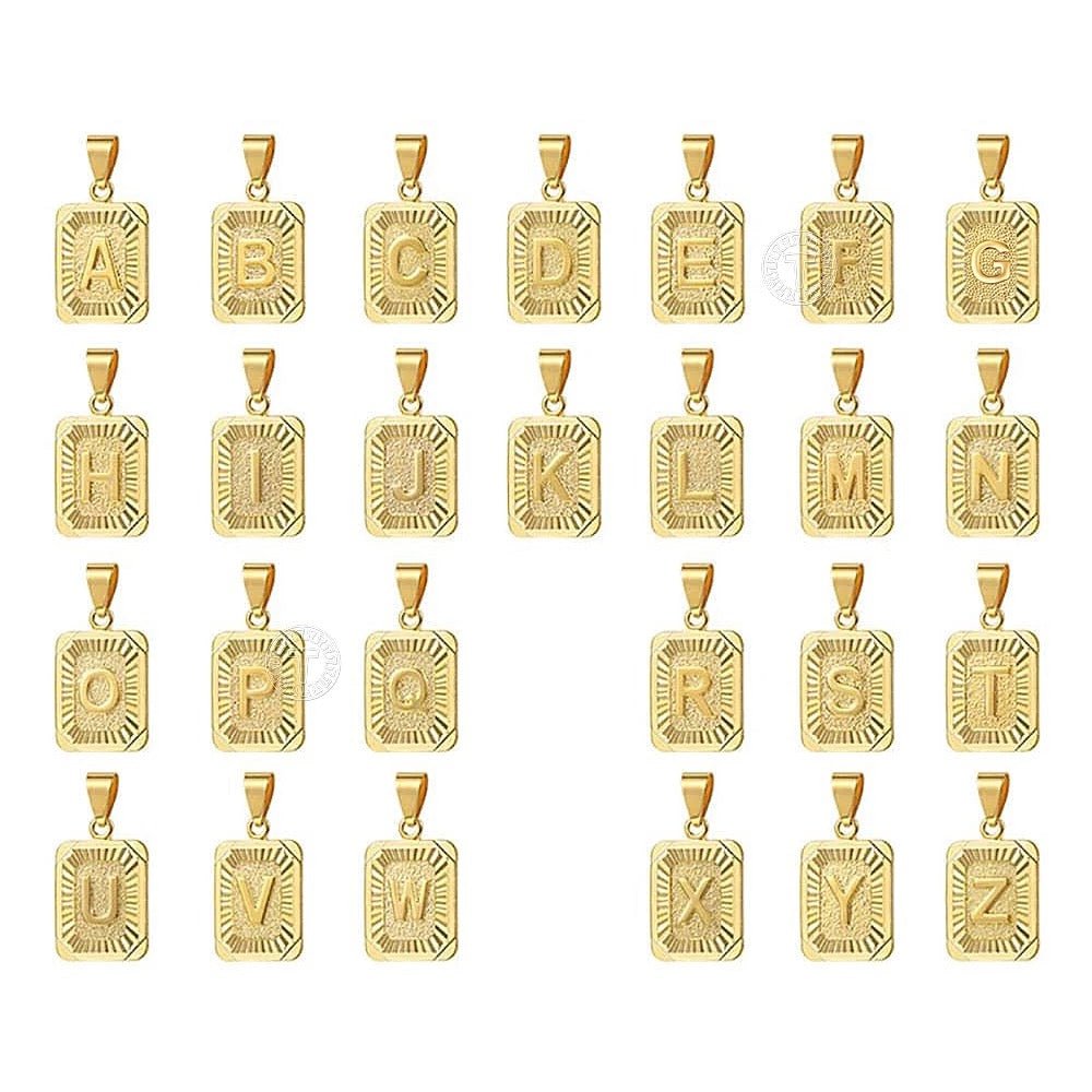 Stainless Steel Initial Cuban Necklace Personalized Monogram Pendant On Cuban Link Chain For Men Women