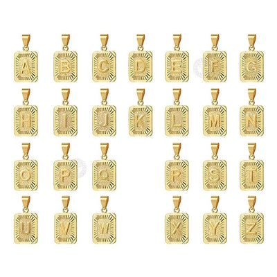 Stainless Steel Initial Cuban Necklace Personalized Monogram Pendant On Cuban Link Chain For Men Women