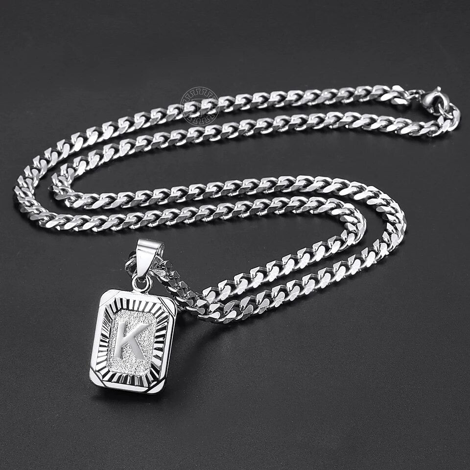 Stainless Steel Initial Cuban Necklace