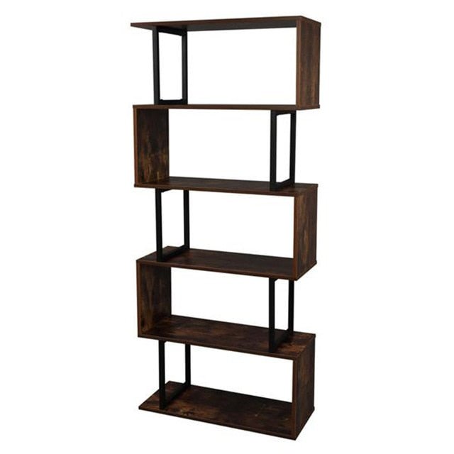 Standing Z Shape Storage Shelf Bookcase 2/3/4/5 Layer DF Metal Frame