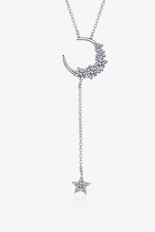 Star & Moon Moissanite Necklace in Sterling Silver