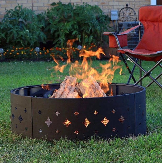 Steel Fire Pit Ring with Diamond Pattern