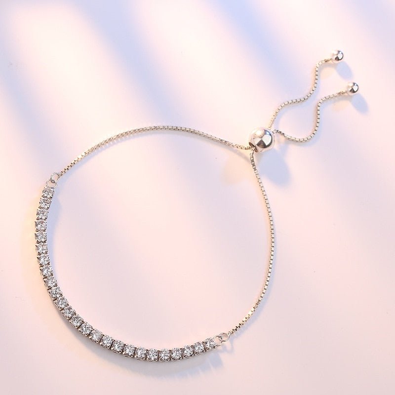 Sterling Silver Sparkling Strand Bracelet For Women Link Tennis Jewelry Elegant Shimmering Accessory