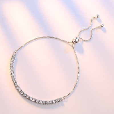Sterling Silver Sparkling Strand Bracelet For Women Link Tennis Jewelry Elegant Shimmering Accessory
