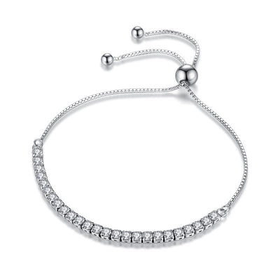 Sterling Silver Sparkling Strand Bracelet For Women Link Tennis Jewelry Elegant Shimmering Accessory