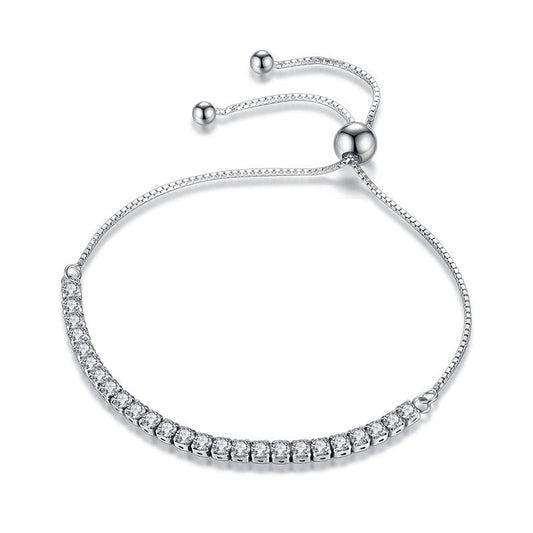 Sterling Silver Sparkling Strand Bracelet For Women Link Tennis Jewelry Elegant Shimmering Accessory