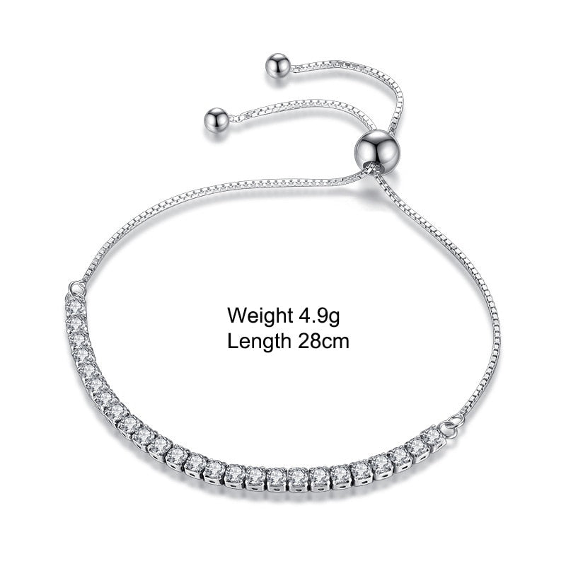 Sterling Silver Sparkling Strand Bracelet For Women Link Tennis Jewelry Elegant Shimmering Accessory