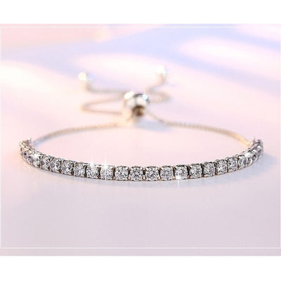 Sterling Silver Sparkling Strand Bracelet For Women Link Tennis Jewelry Elegant Shimmering Accessory