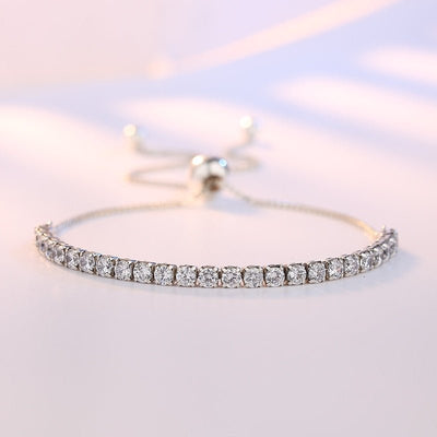 Sterling Silver Sparkling Strand Bracelet For Women Link Tennis Jewelry Elegant Shimmering Accessory