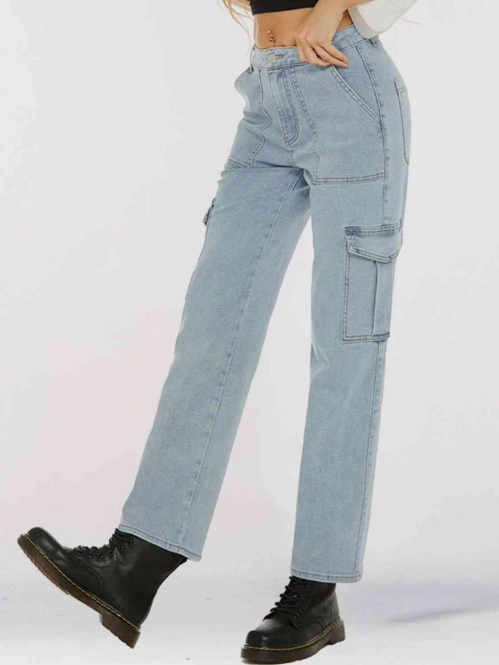 Timeless Straight Leg Denim Jeans with Practical Pockets