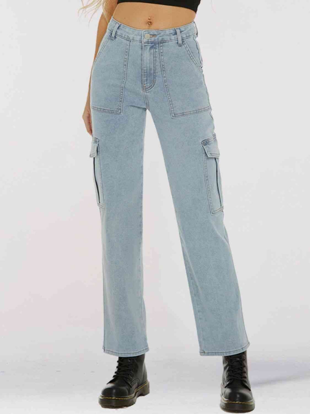 Timeless Straight Leg Denim Jeans with Practical Pockets