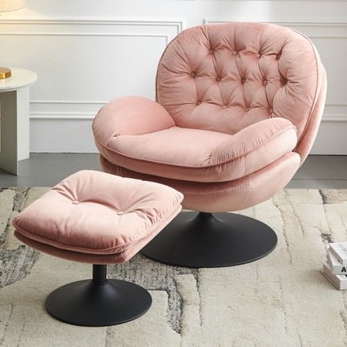 Swivel Leisure Chair Lounge Chair High Quality Velvet with Ottoman