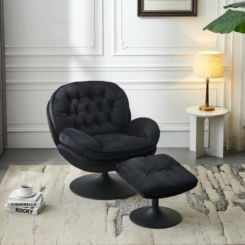 Swivel Leisure Chair Lounge Chair High Quality Velvet with Ottoman