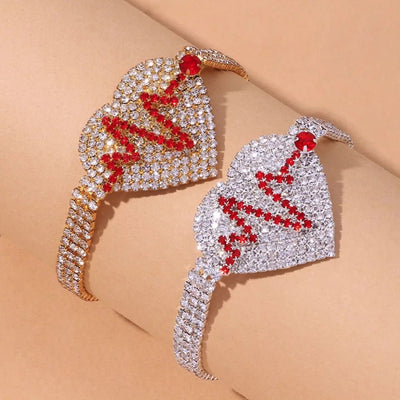 Rhinestone Tennis Chain Heart Anklet For Women Fashion Jewelry Sparkling Everyday Style Gift Idea