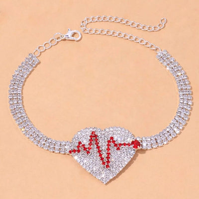 Rhinestone Tennis Chain Heart Anklet For Women Fashion Jewelry Sparkling Everyday Style Gift Idea