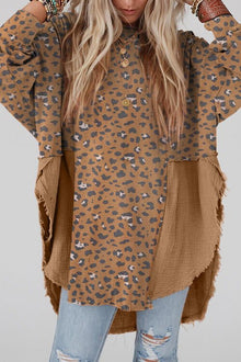 Textured Leopard Pattern Relaxed Fit Top for Stylish Comfort