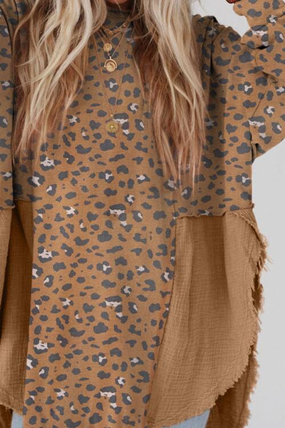 Textured Leopard Pattern Relaxed Fit Top for Stylish Comfort