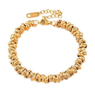 Through body titanium steel Non-fading tri-colour thick bracelet gold niche jewellery female