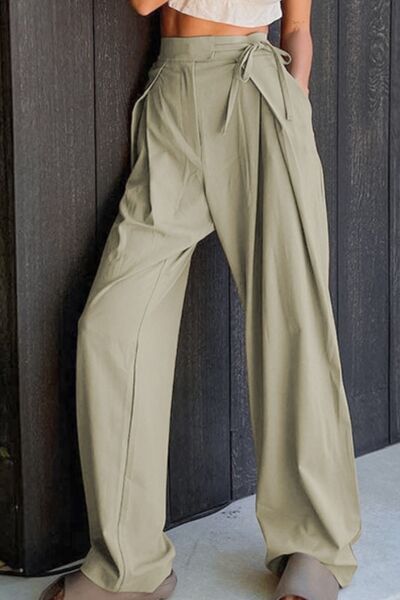 Chic High-Waisted Tied Wide-Leg Pants