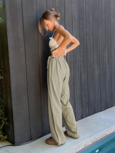 Chic High-Waisted Tied Wide-Leg Pants