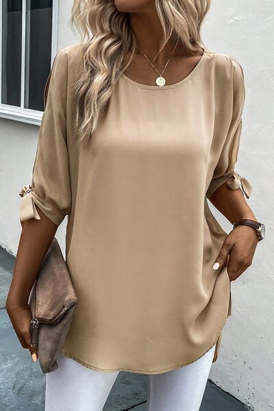 Chic Tied Neck Half Sleeve Top for Effortless Elegance