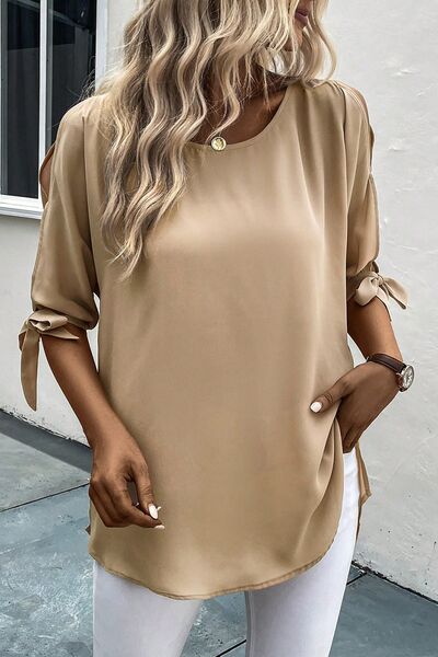 Chic Tied Neck Half Sleeve Top for Effortless Elegance