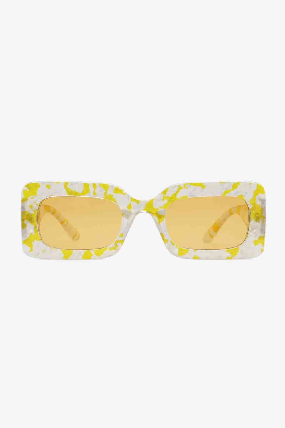 Chic Tortoiseshell Rectangle Sunglasses with UV Protection