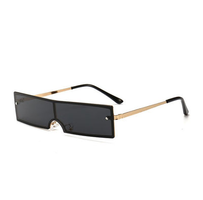Chic Rectangular Black Sunglasses for Women - Designer Fashion Eyewear with UV Protection