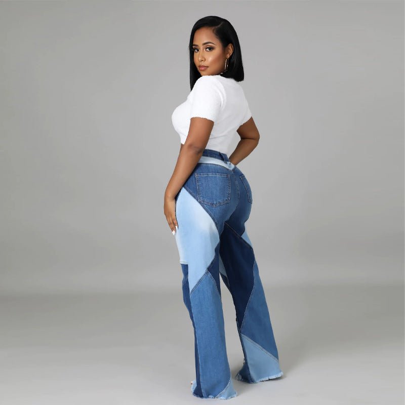 Trendy High-Waisted Washed Denim Jeans for Women