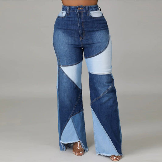 Trendy High-Waisted Washed Denim Jeans for Women