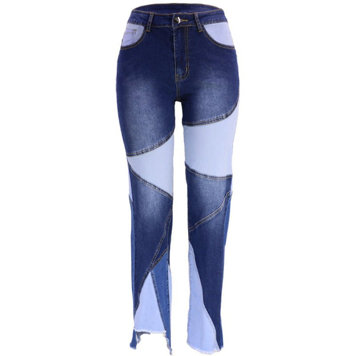Trendy Street-Style Washed Jeans - Women’s Denim Trousers with Unique Stitching