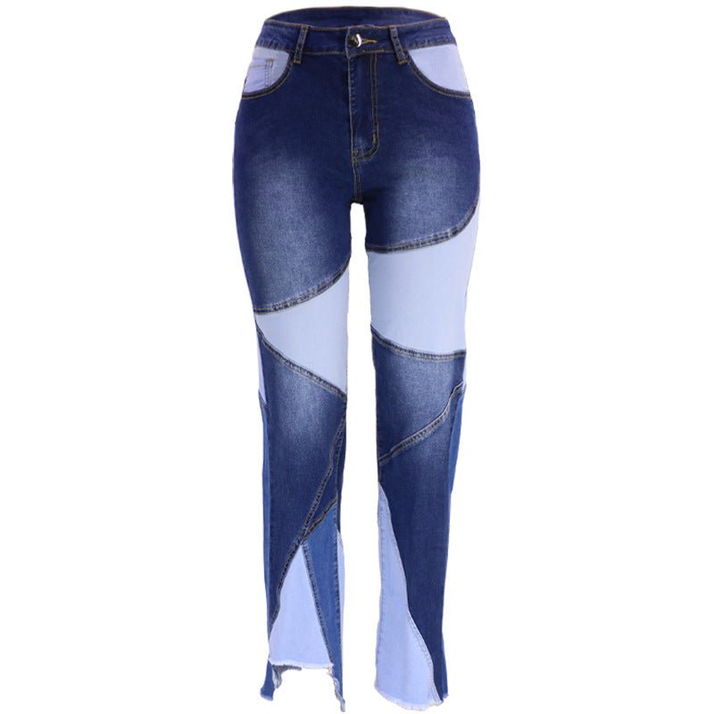 Trendy High-Waisted Washed Denim Jeans for Women