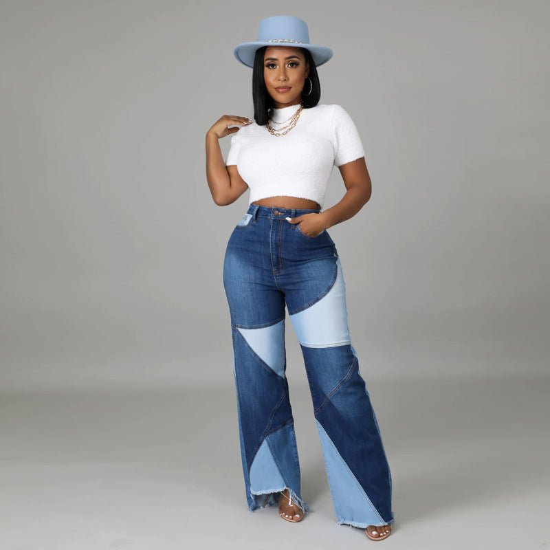 Trendy High-Waisted Washed Denim Jeans for Women