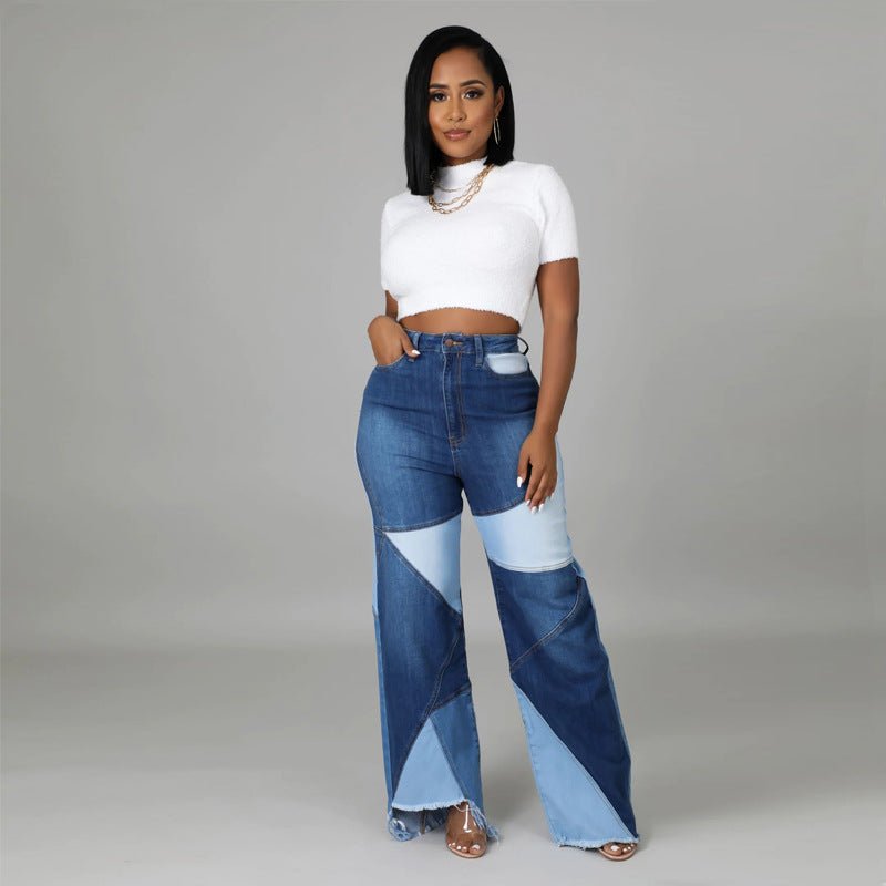 Trendy High-Waisted Washed Denim Jeans for Women