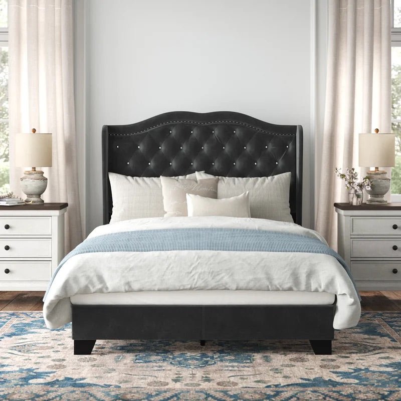 Tufted Upholstered Low Profile Bed
