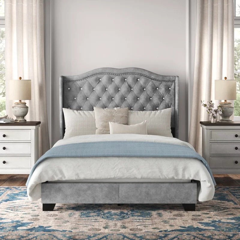 Tufted Upholstered Low Profile Bed