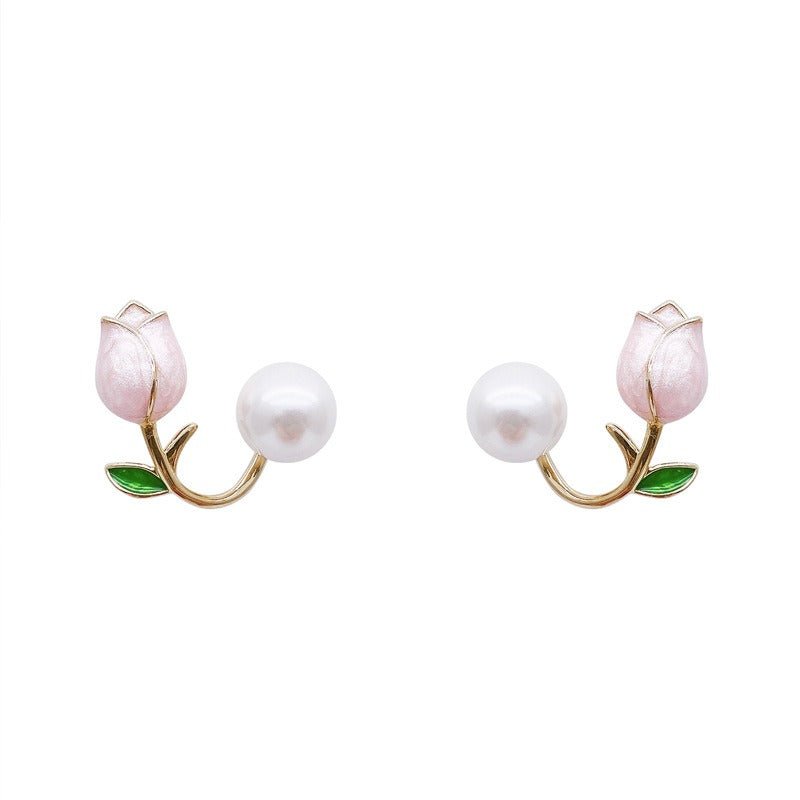 Tulip pearl earrings and earrings