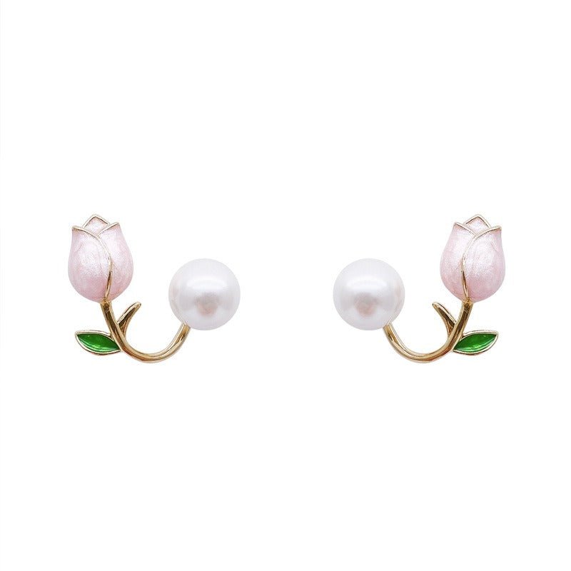 Tulip pearl earrings and earrings