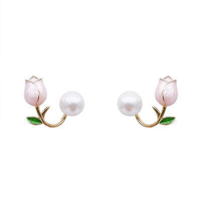 Tulip pearl earrings and earrings