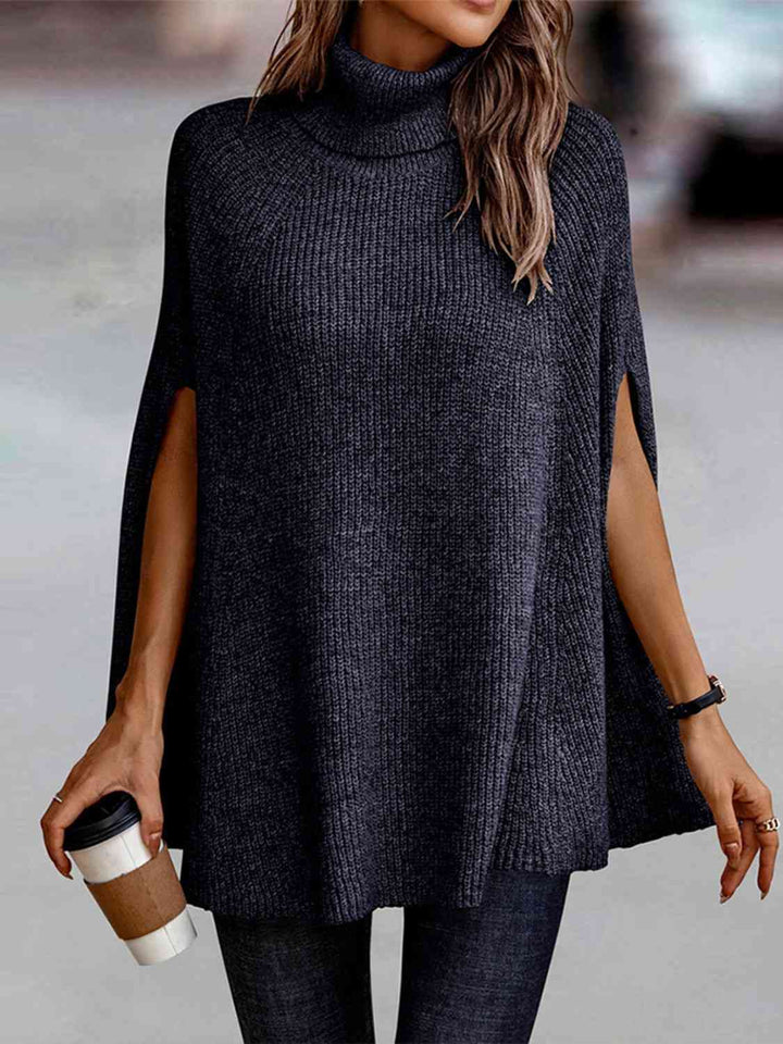 Elegant Turtleneck Dolman Sleeve Cape