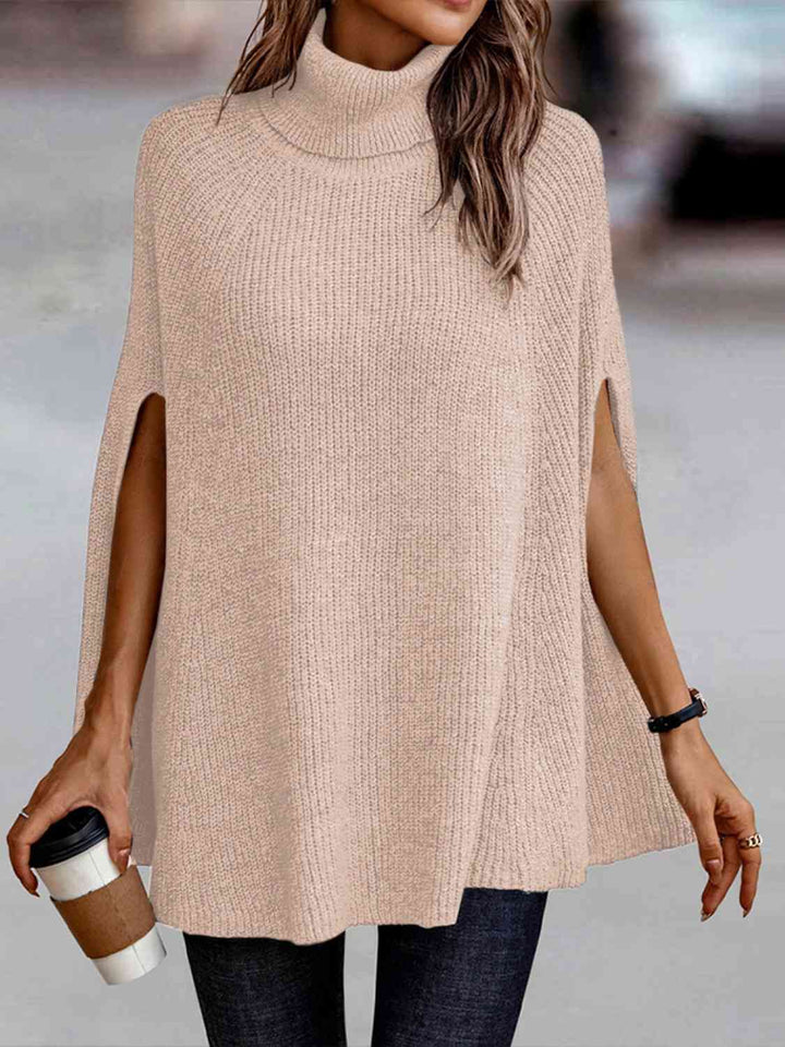 Elegant Turtleneck Dolman Sleeve Cape