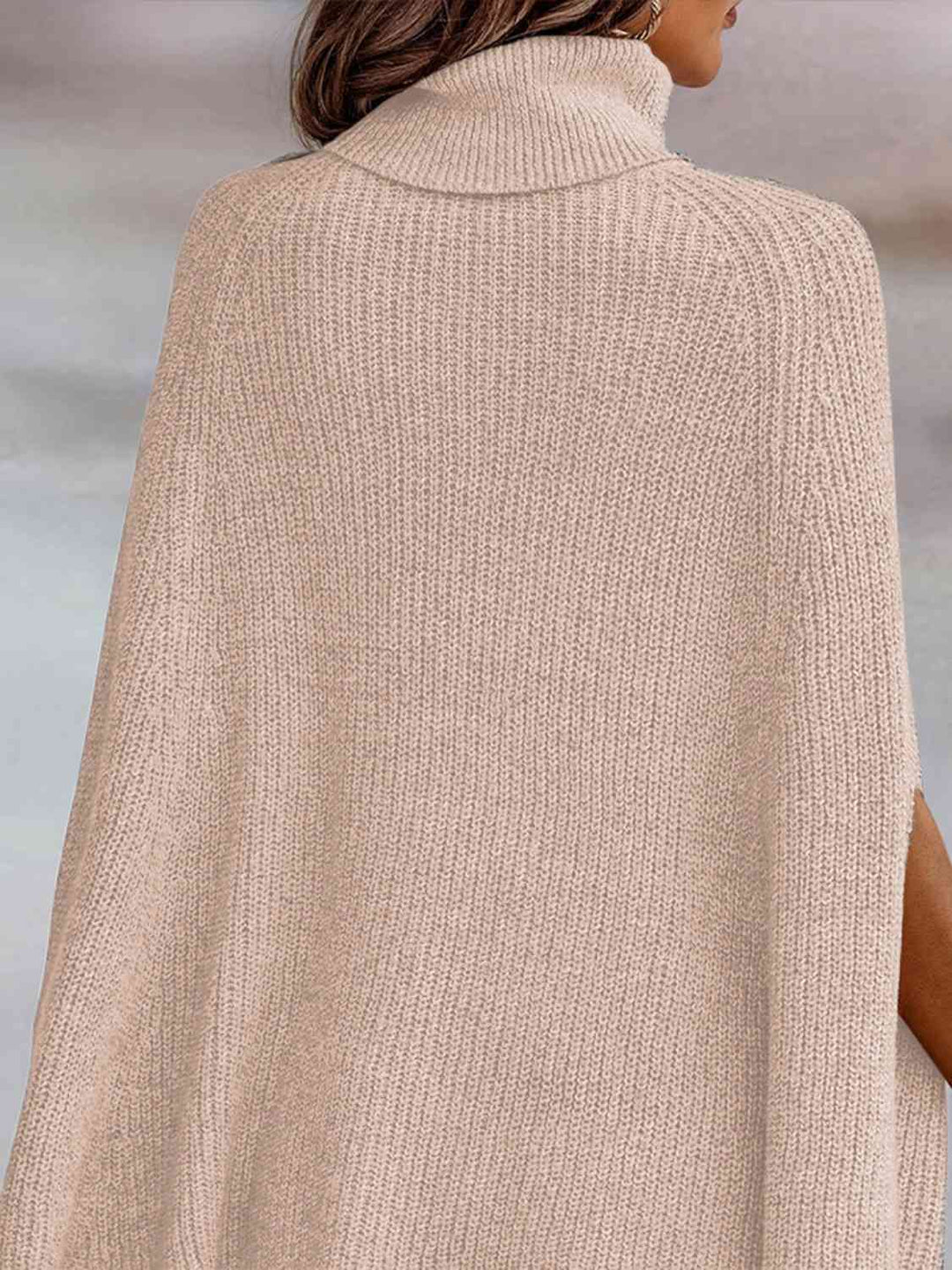 Elegant Turtleneck Dolman Sleeve Cape