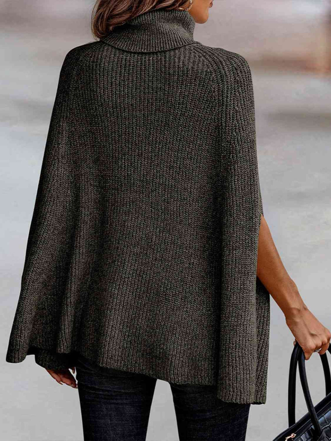 Elegant Turtleneck Dolman Sleeve Cape